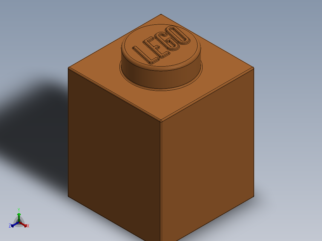 乐高套装 4421基本积木-4713805 - 3005 Bright Orange Brick 1 x 1.SLDPRT主视图