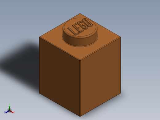 乐高套装 4421基本积木-4713805 - 3005 Bright Orange Brick 1 x 1.SLDPRT正等轴测缩略图