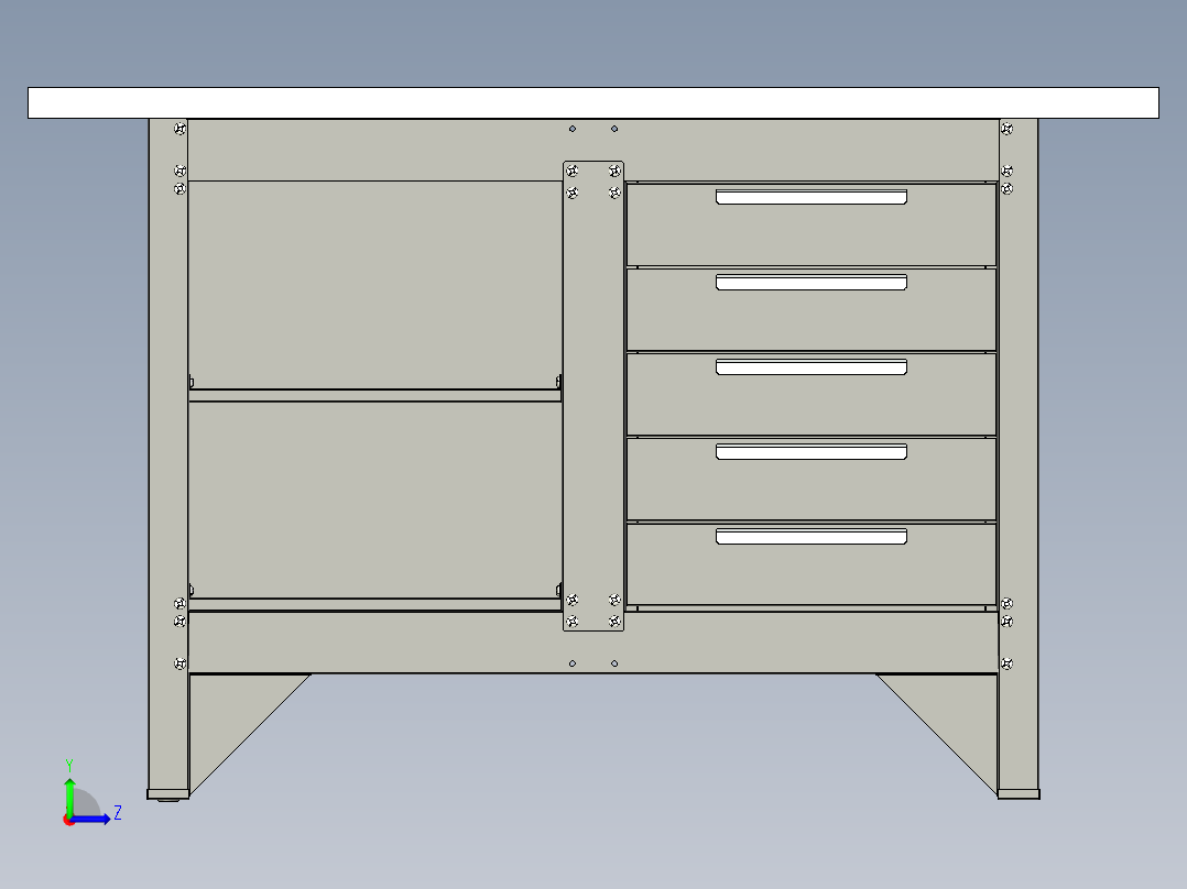 5抽屉工作台workbench-1-3-metre-with-5---sw左视图