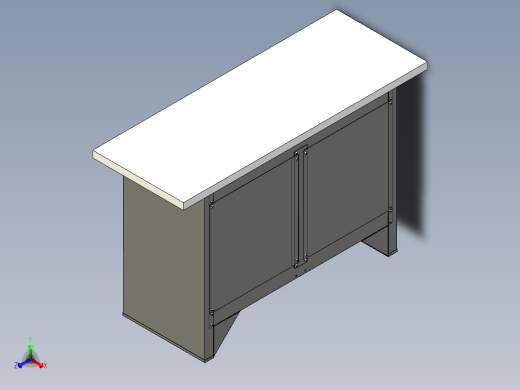 5抽屉工作台workbench-1-3-metre-with-5---sw正等轴测缩略图