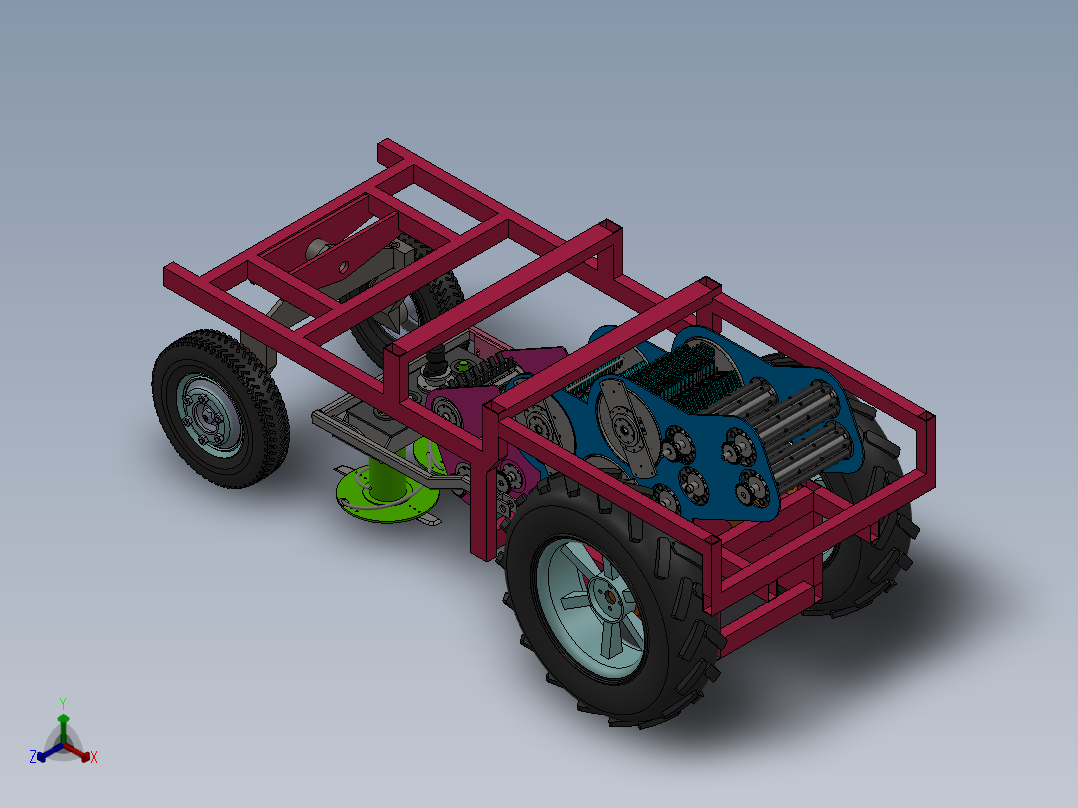 J1593-甘蔗收割机设计-收获机设计(三维 二维和说明书100正等轴测图