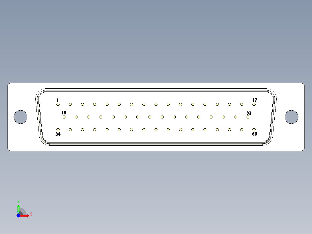 50针D子连接器前视图