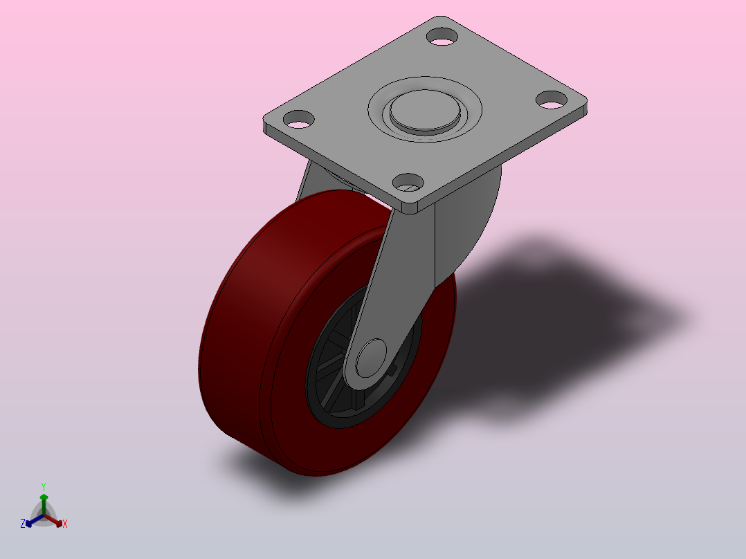 Z07-01-040-405C轻型轮[Z07-01-075-405C]脚轮正等轴测图