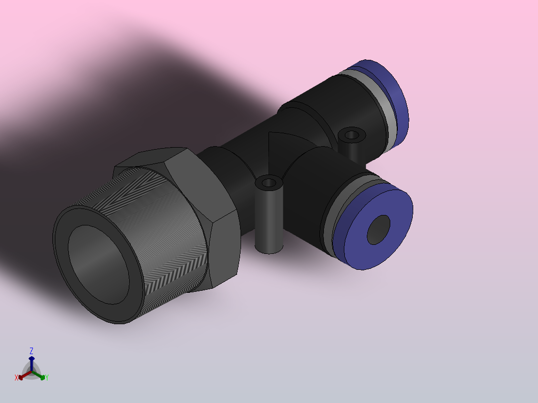 PD螺纹侧三通[PD04-03]正等轴测图