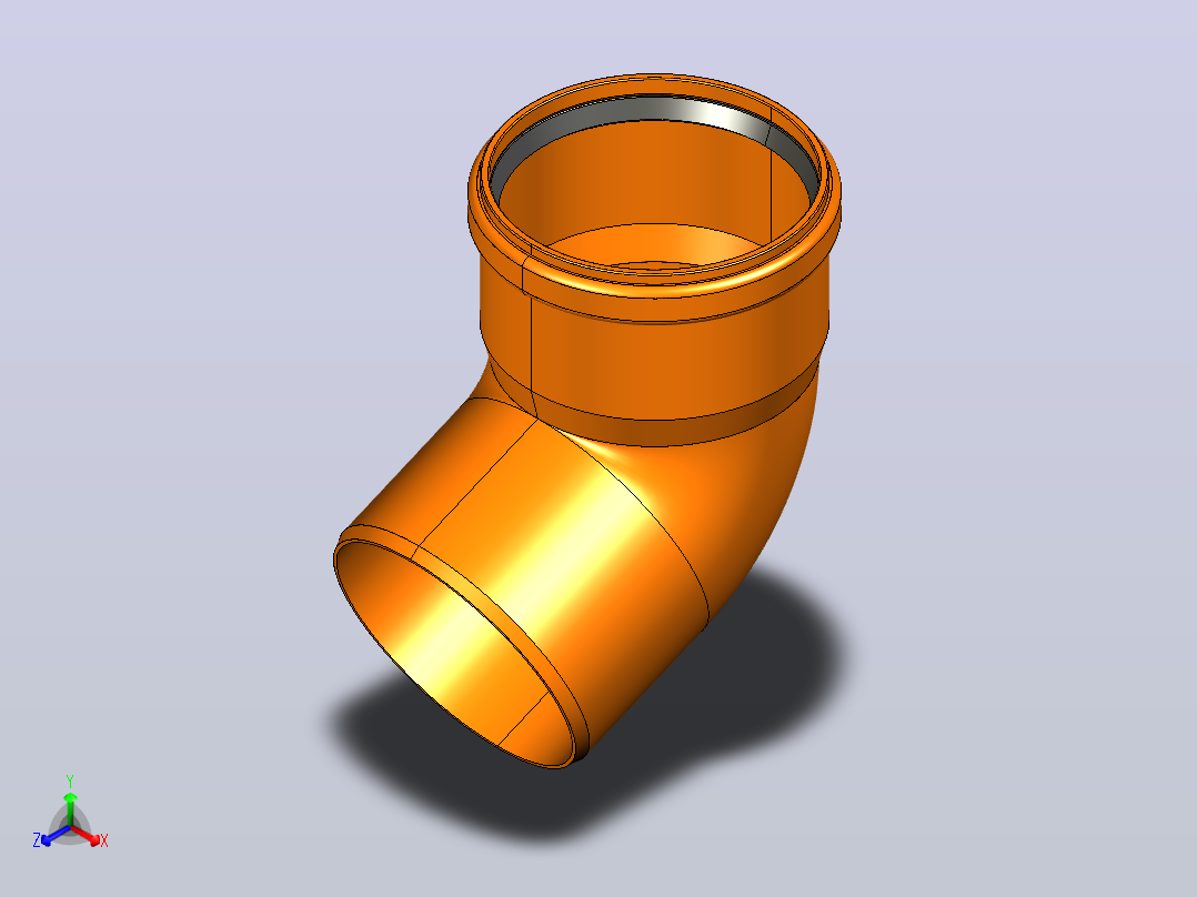 污水管弯头，直径110毫米，角度67，材料PVC-U正等轴测图