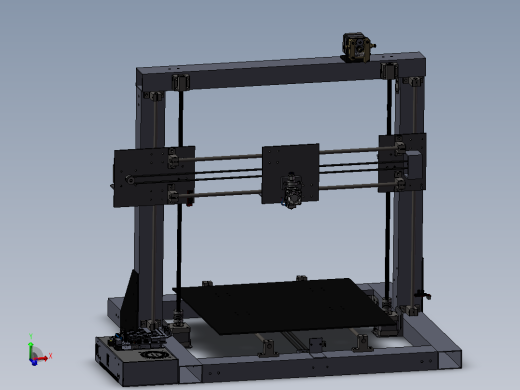 带有矩形铝通道的 3D 打印机主视缩略图