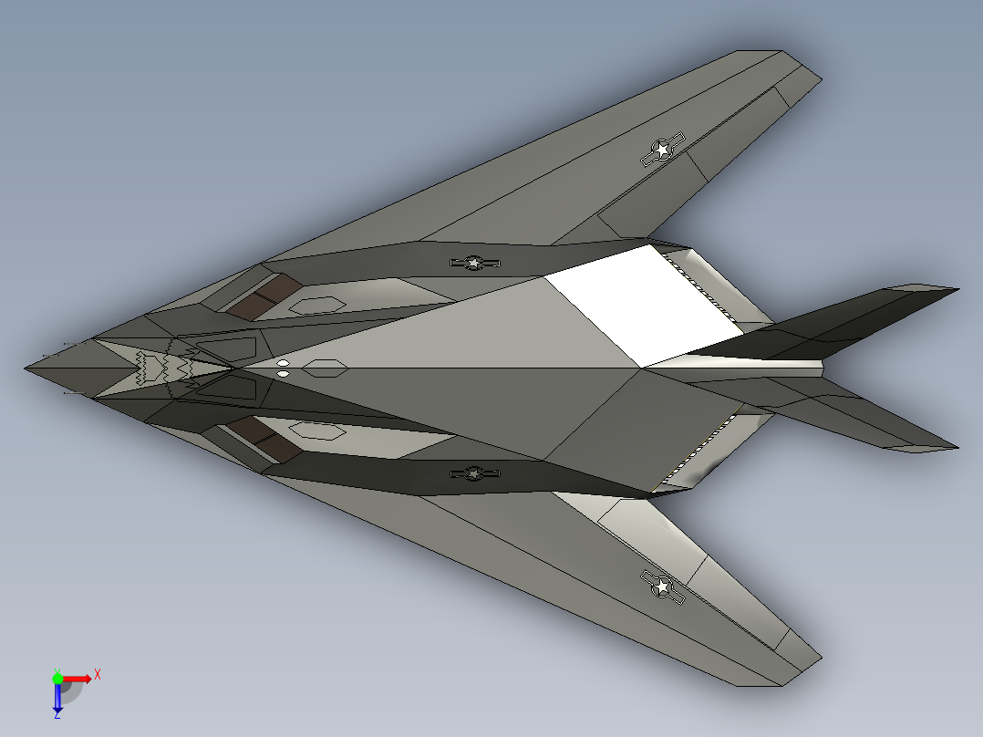 5-隐身战机f117片体-stp ug俯视图
