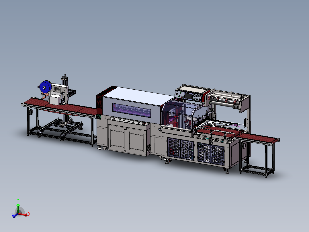 自动化边封收缩包装方案3d图纸设计边封机收缩机资料