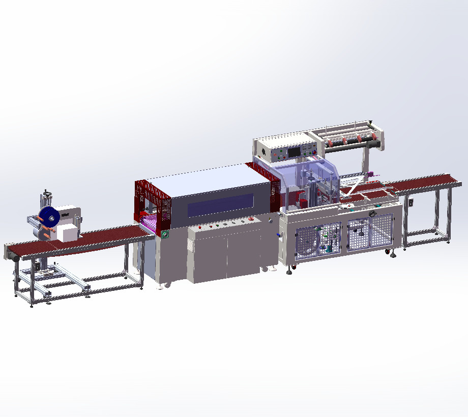自动化边封收缩包装方案3d图纸设计边封机收缩机资料