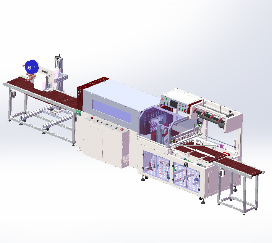 自动化边封收缩包装方案3d图纸设计边封机收缩机资料