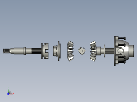 差速齿轮简易模型爆炸图3D图纸 Solidworks设计 附STEP前视缩略图