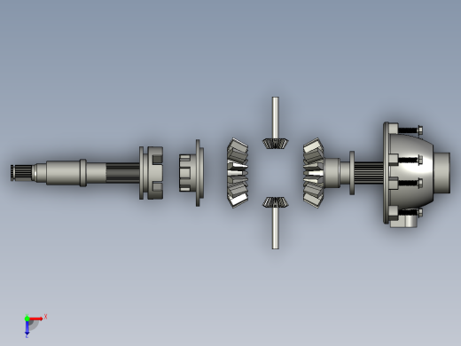 差速齿轮简易模型爆炸图3D图纸 Solidworks设计 附STEP俯视缩略图