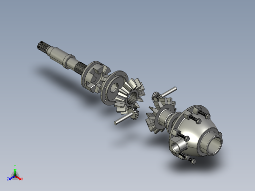 差速齿轮简易模型爆炸图3D图纸 Solidworks设计 附STEP正等轴测缩略图