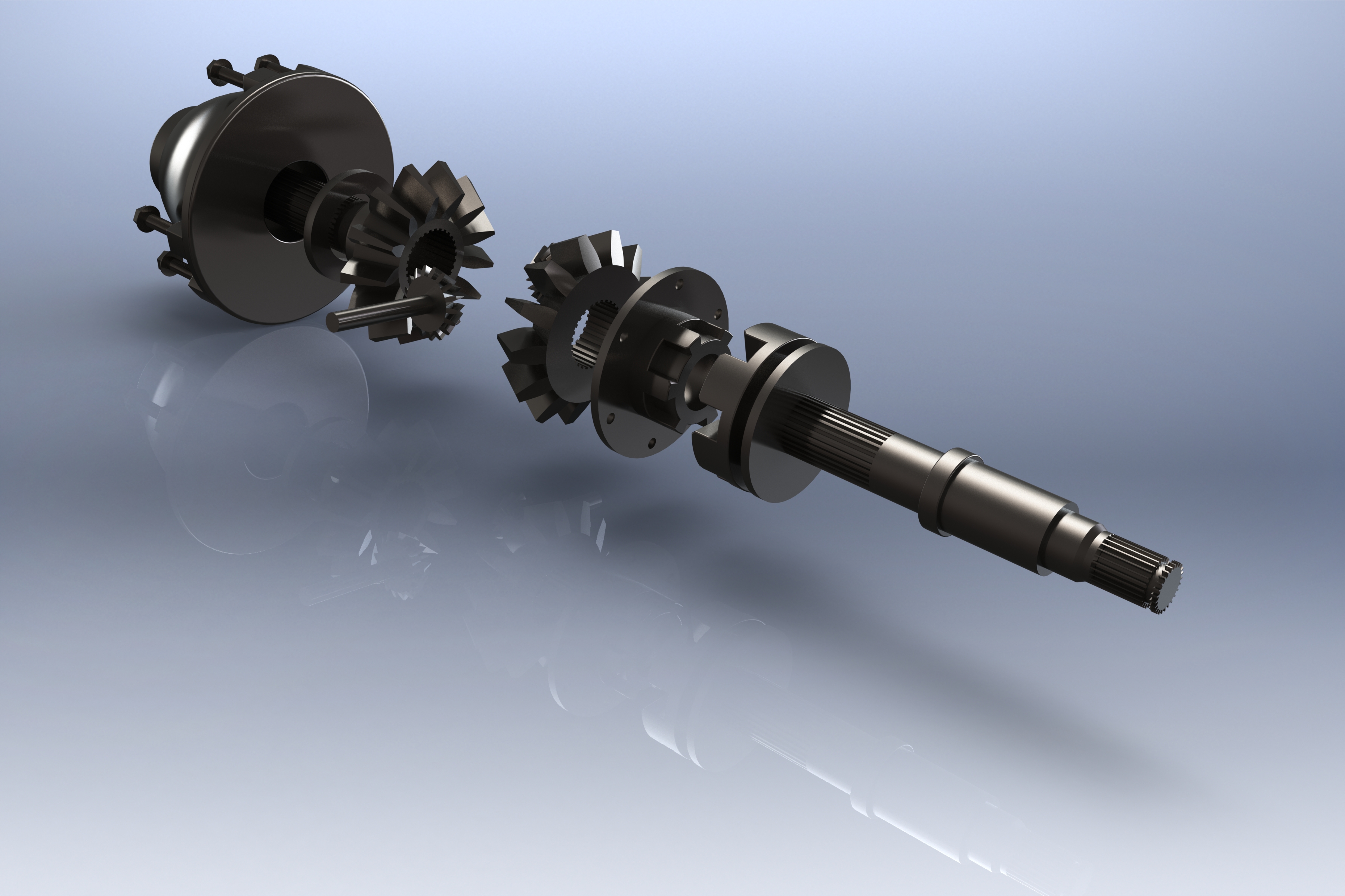 差速齿轮简易模型爆炸图3D图纸 Solidworks设计 附STEP