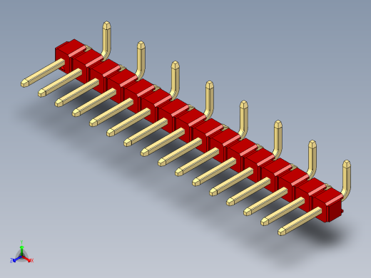 彩色公排针 100mil 2.54mm 系列-DS1022_red_16p_100mil_Type_SMT_R2_rev1.0正等轴测缩略图