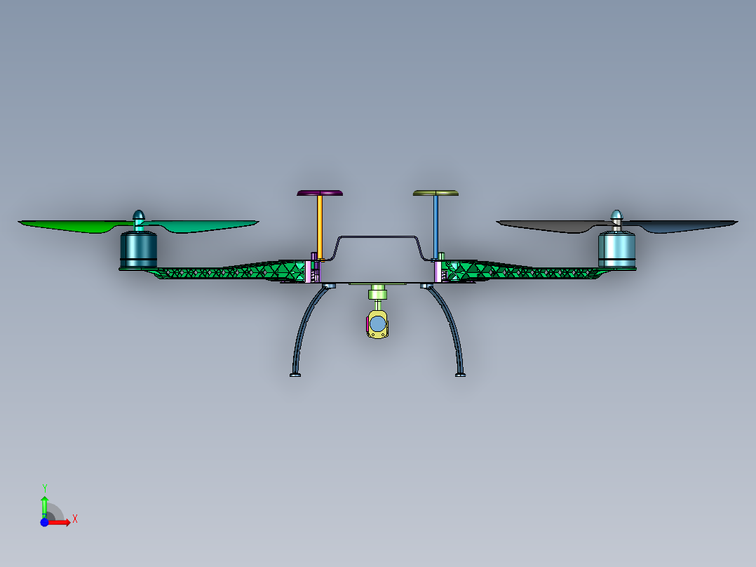 碳纤维折叠便携式跟拍无人机前视图