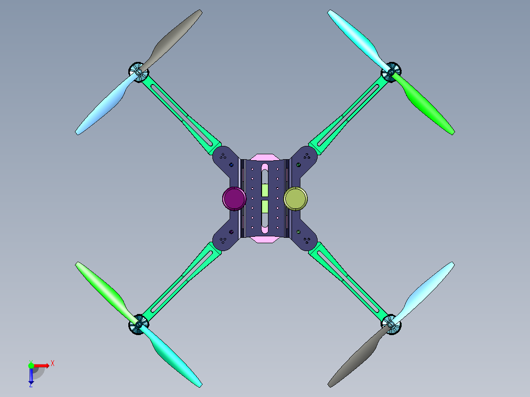 碳纤维折叠便携式跟拍无人机俯视图