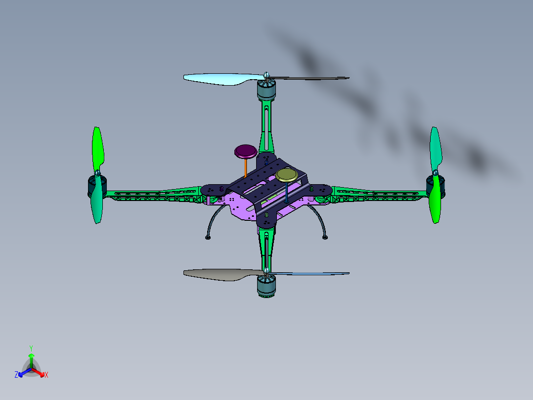 碳纤维折叠便携式跟拍无人机正等轴测图