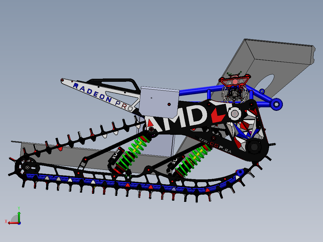 雪地履带底盘后视图