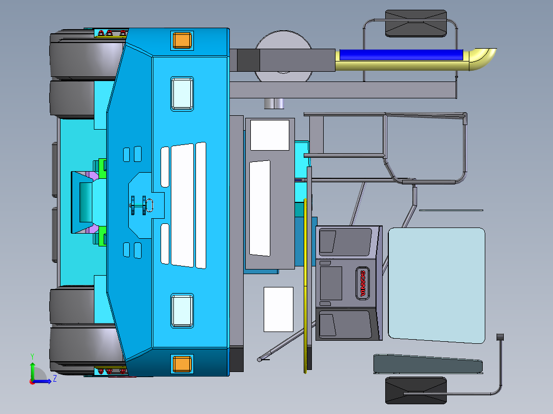 装有鹅颈的滚装码头卡车左视图