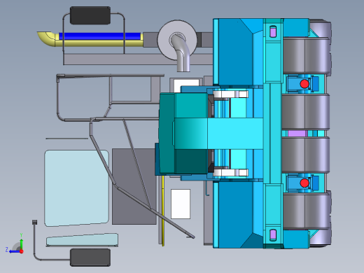 装有鹅颈的滚装码头卡车右视缩略图