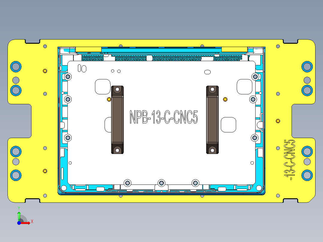 笔记本外壳铣墙高CNCN治具四轴模型前视图