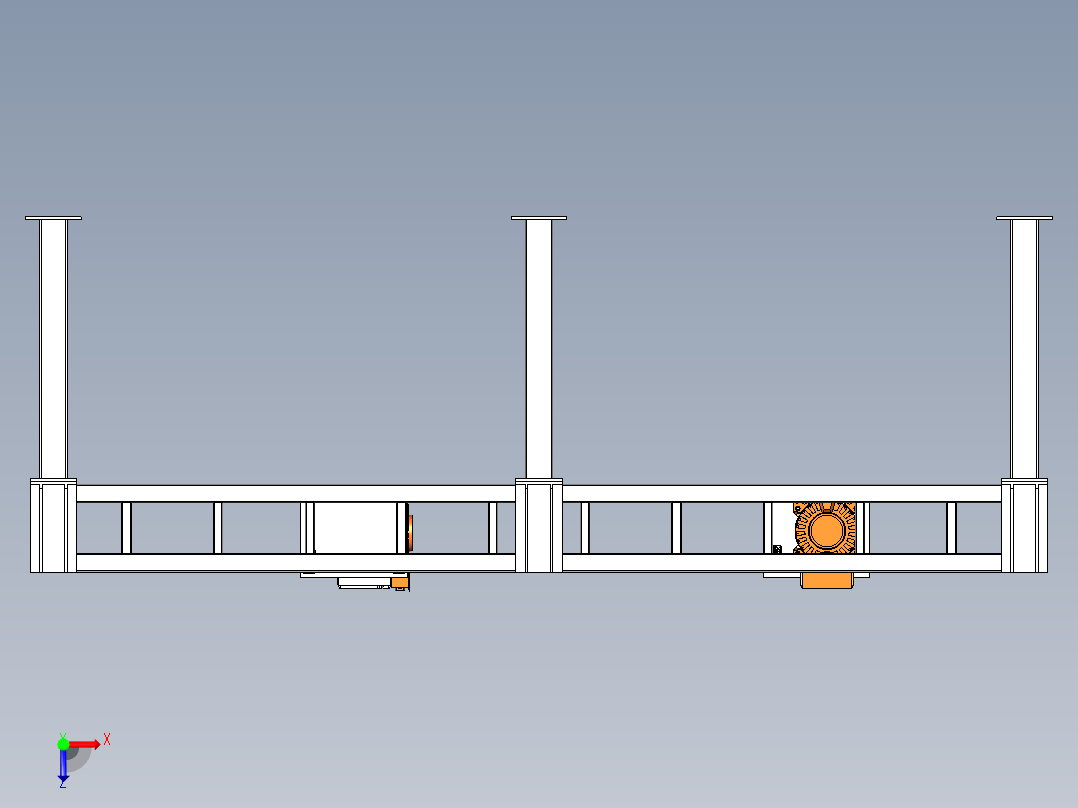大型龙门架轨道俯视图