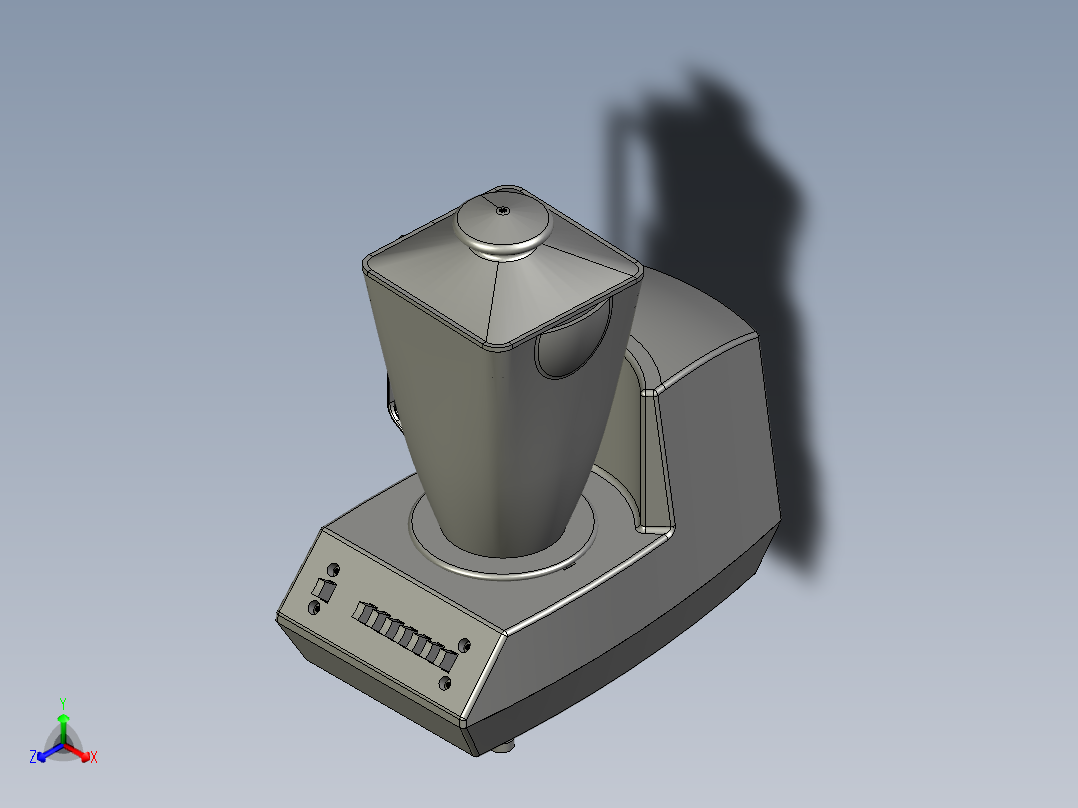 电子调速功能的搅肉机正等轴测图