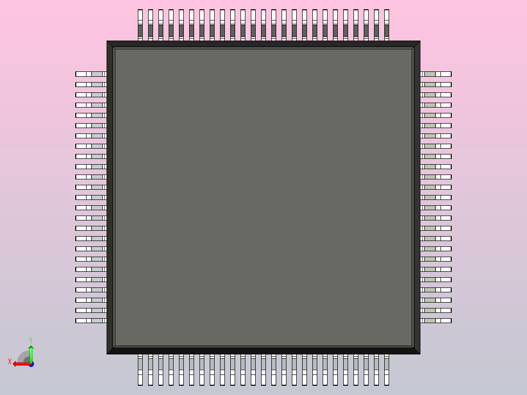 QFP 封装（四方扁平封装）QFP40P1460X1460X245-100N后视图