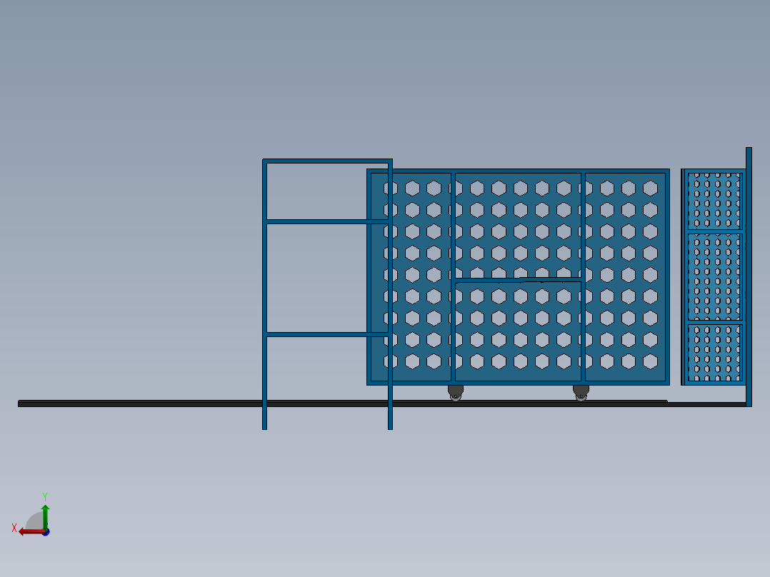 Surgulu推拉门结构模型3D图纸 Solidworks设计后视图