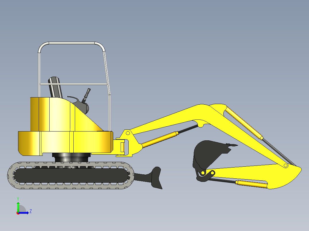 工程挖土推土两用车3D模型3D模型左视图