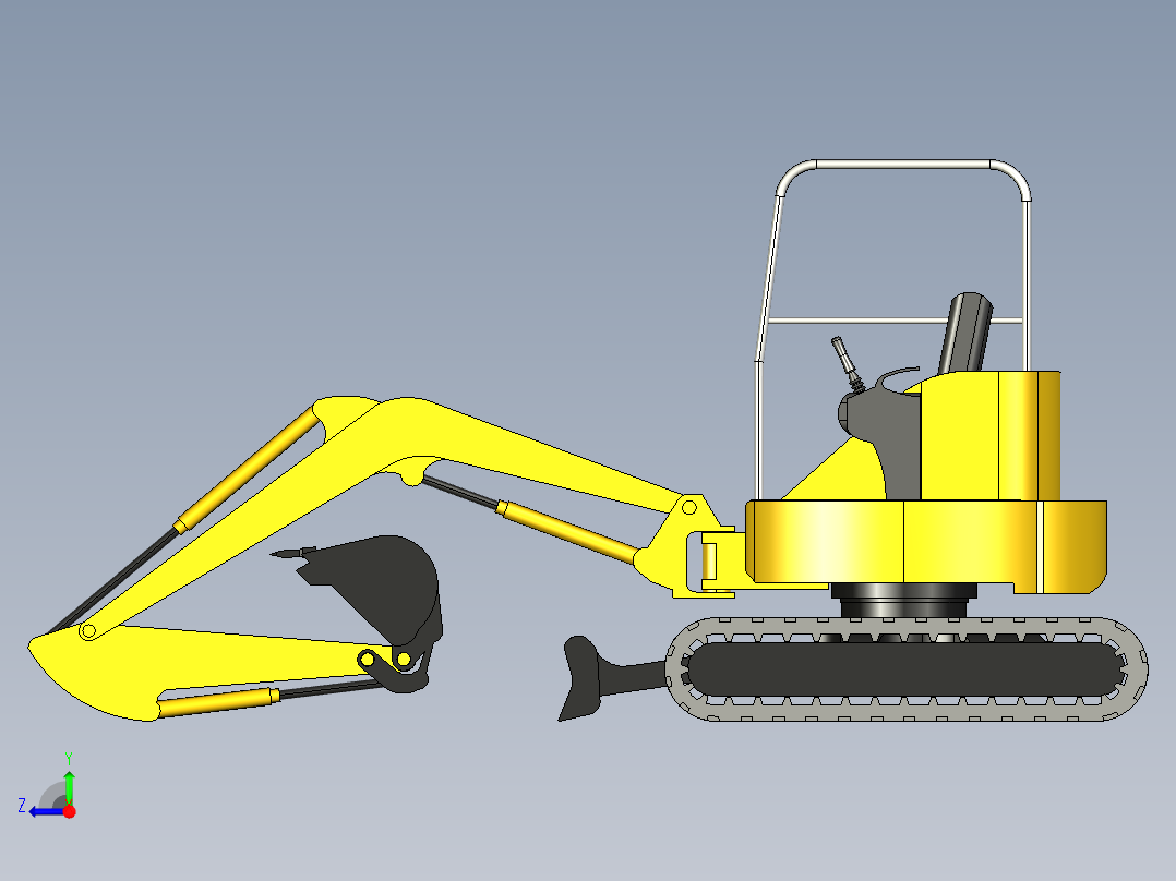 工程挖土推土两用车3D模型3D模型右视图