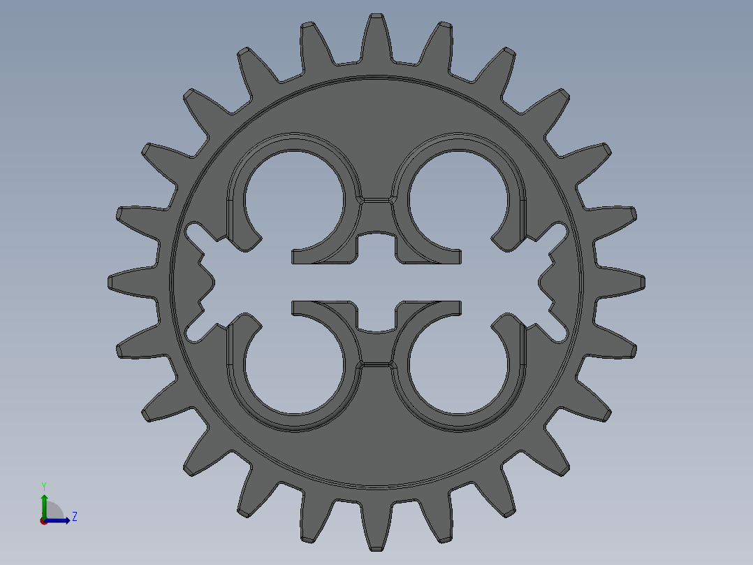 x187 OldGray Technic Gear 24 Tooth with Three Axleholes.SLDPRT左视图