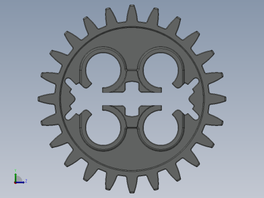x187 OldGray Technic Gear 24 Tooth with Three Axleholes.SLDPRT左视缩略图