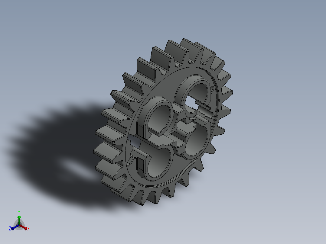 x187 OldGray Technic Gear 24 Tooth with Three Axleholes.SLDPRT正等轴测图