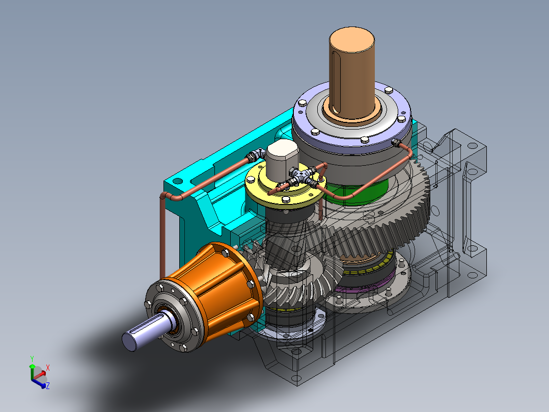 冷却塔齿轮箱3D数模图纸 STEP格式
