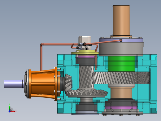 冷却塔齿轮箱3D数模图纸 STEP格式前视缩略图