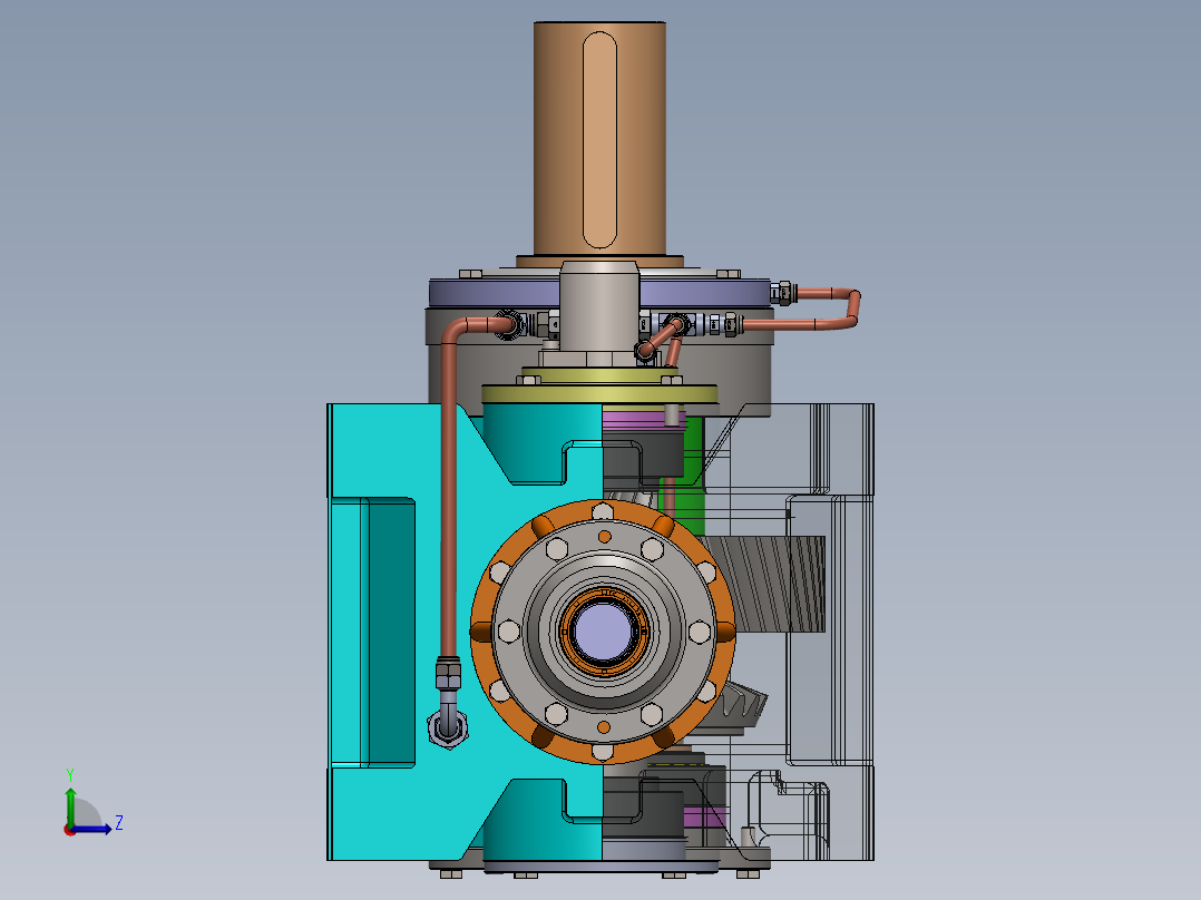 冷却塔齿轮箱3D数模图纸 STEP格式左视图