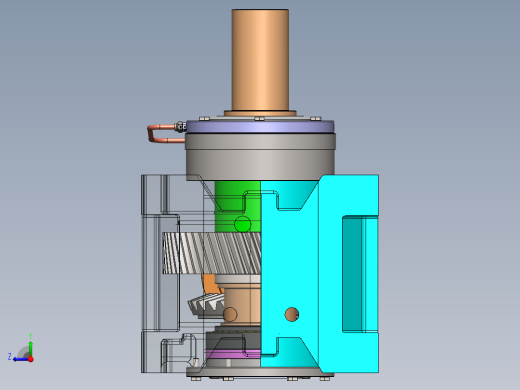 冷却塔齿轮箱3D数模图纸 STEP格式右视缩略图