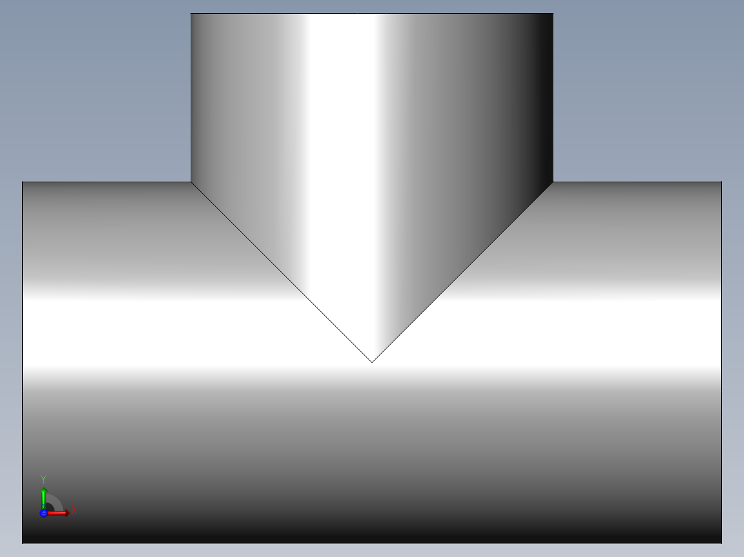 PVC公制管件-90 Tee右视图
