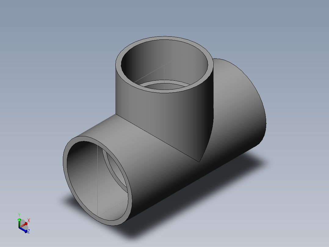 PVC公制管件-90 Tee正等轴测图