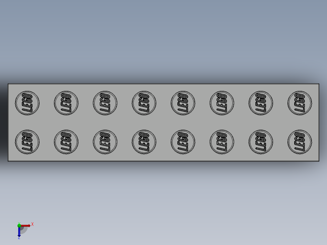 乐高套装 4421基本积木-300701 White Brick 2 x 8.SLDPRT俯视图