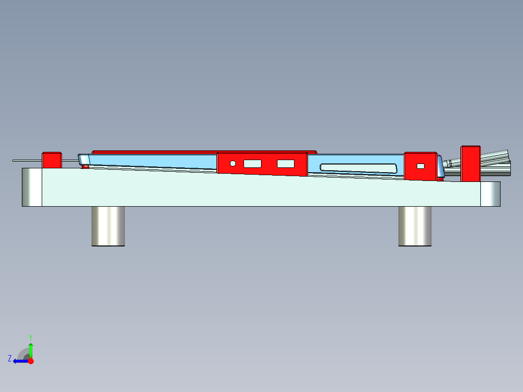 屏幕中框检测孔位置度检具模型三维+CAD右视图