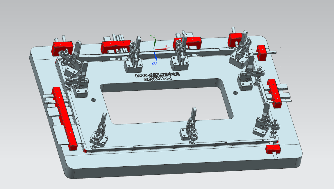 屏幕中框检测孔位置度检具模型三维+CAD