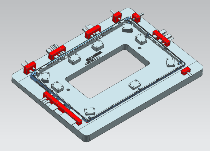 屏幕中框检测孔位置度检具模型三维+CAD