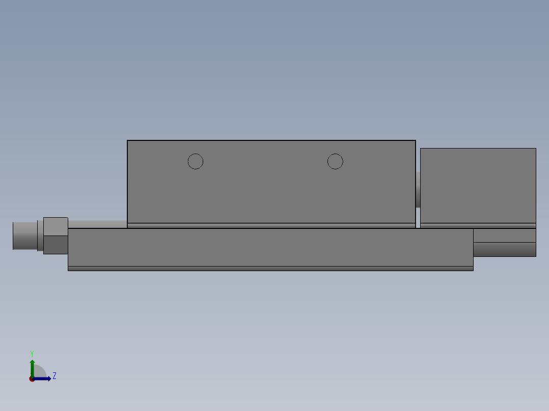 MXQ20 气动滑台（循环式直线导轨）双缸型[MXQ20A-30-ZH1]左视图