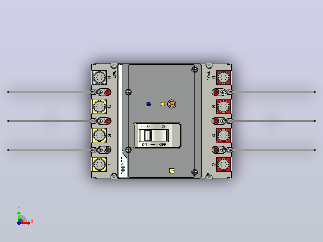 NXMLE-250H 4P剩余电流动作断路器三维模型202209前视图