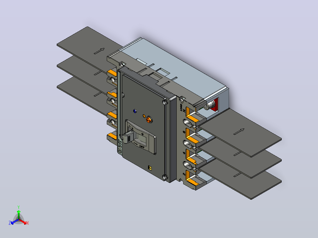 NXMLE-250H 4P剩余电流动作断路器三维模型202209正等轴测图