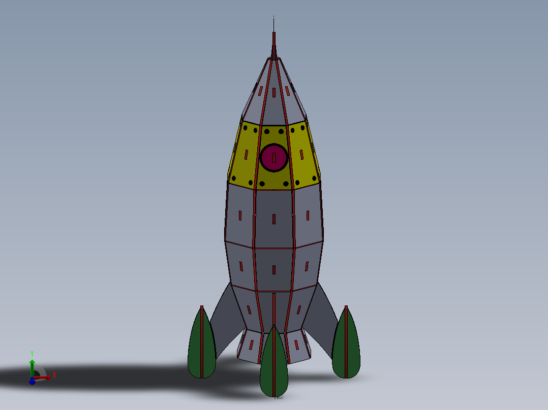 激光切割木制火箭拼装玩具3D模型图纸 Solidworks设计 STEP X_T等
