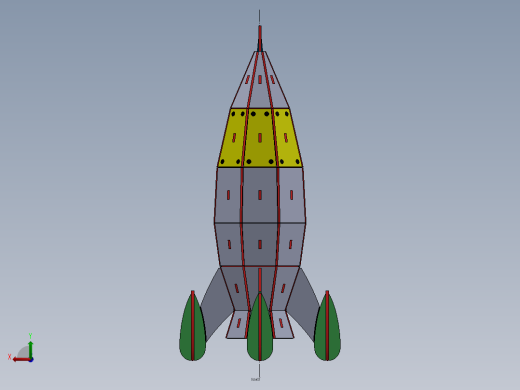 激光切割木制火箭拼装玩具3D模型图纸 Solidworks设计 STEP X_T等后视缩略图